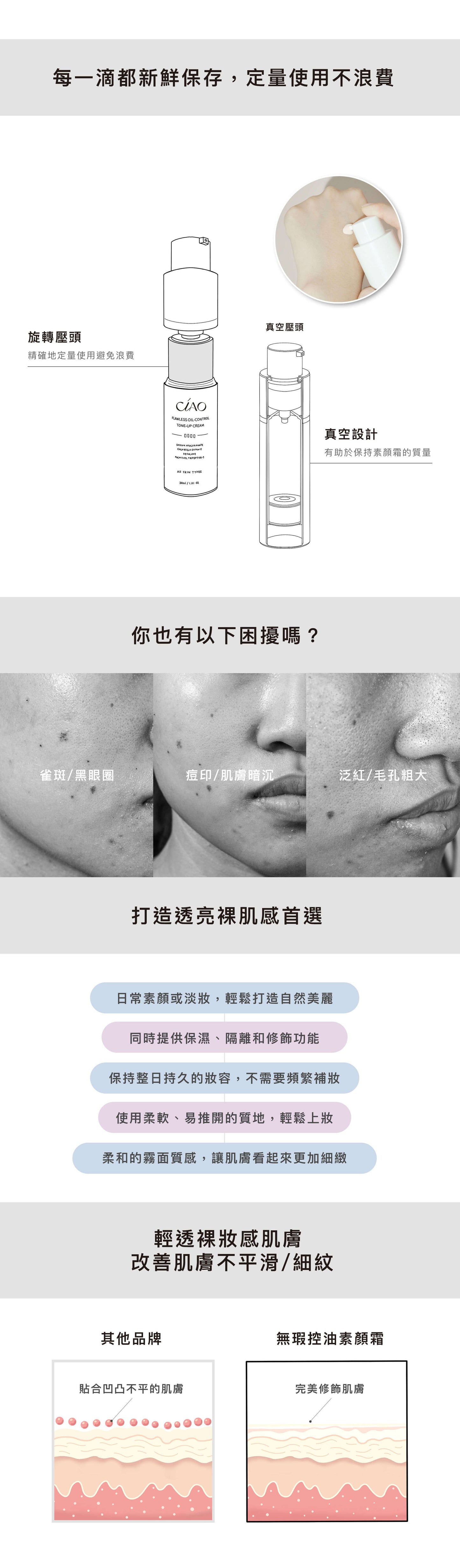 無瑕控油素顏霜【防曬保濕裸肌妝效】