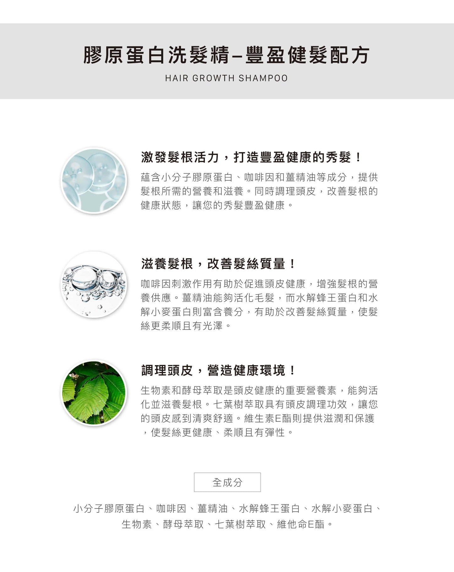 膠原蛋白洗髮精【豐盈健髮/修護護色/止癢抗屑配方】