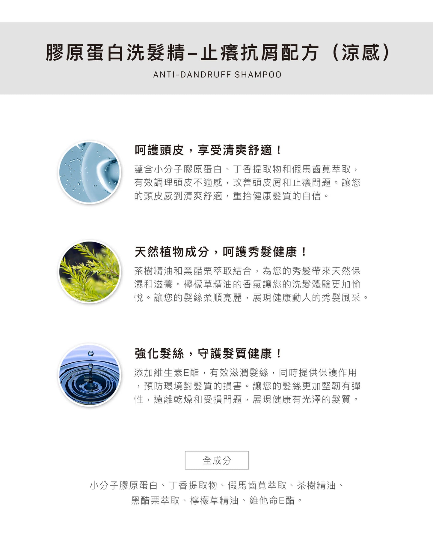 膠原蛋白洗髮精【豐盈健髮/修護護色/止癢抗屑配方】